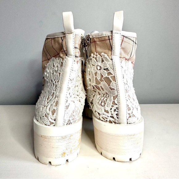 Karl Lagerfeld Plaid Lace-Up Shoes - White and Tan - Picture 7 of 10